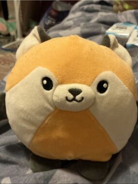Round Fox Plush Pet Toy - Orange and Cream Cute Companion